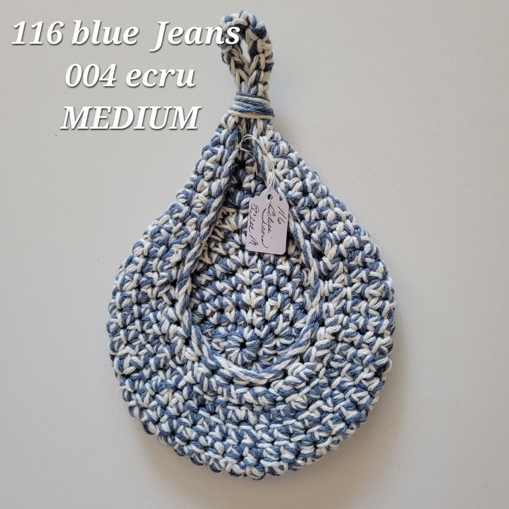 MEDIUM 116 BLUE JEANS 004 ECRU HANDMADE CROCHETED HANGING WALL BASKET